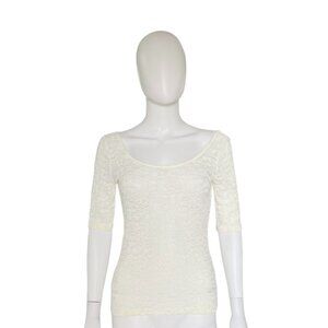 Anthropologie Pure + Good Lace Fitted Top Cream Size XS